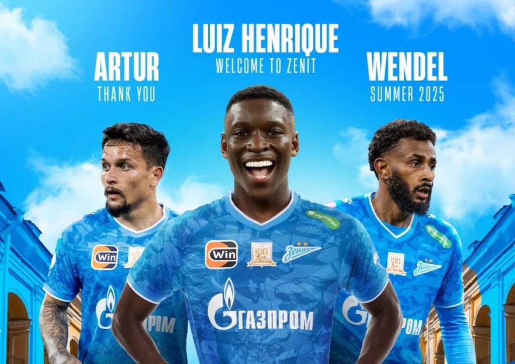 Zenit anuncia chegada de Luiz Henrique e saídas de Artur e Wendel para o Botafogo