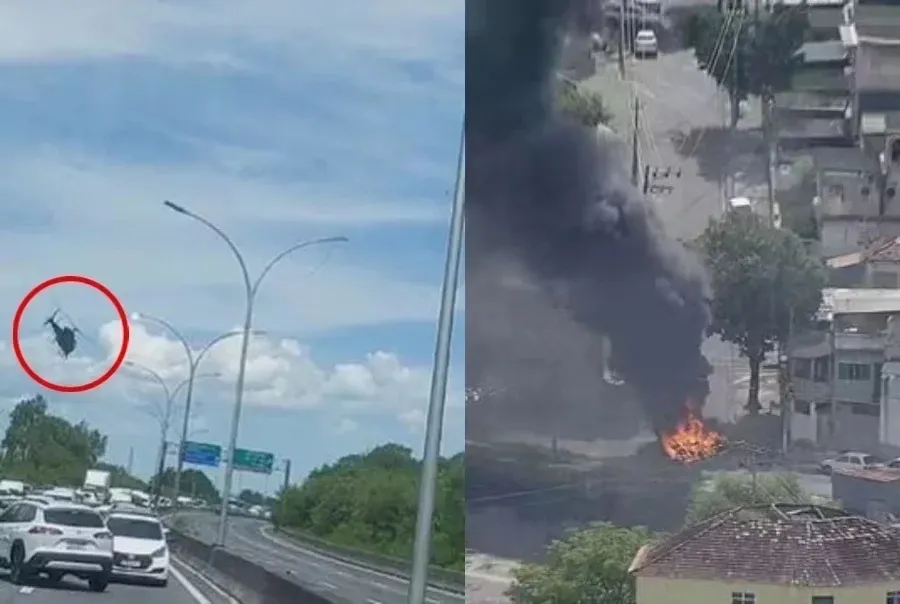 Helicóptero da PM é atingido por tiros durante operação no Complexo de Israel, no Rio