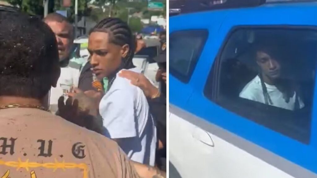 Rapper Oruam é preso na Barra da Tijuca e levado para delegacia no Rio