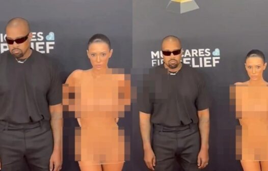 Bianca Censori, esposa de Kanye West, choca ao aparecer nua no Grammy