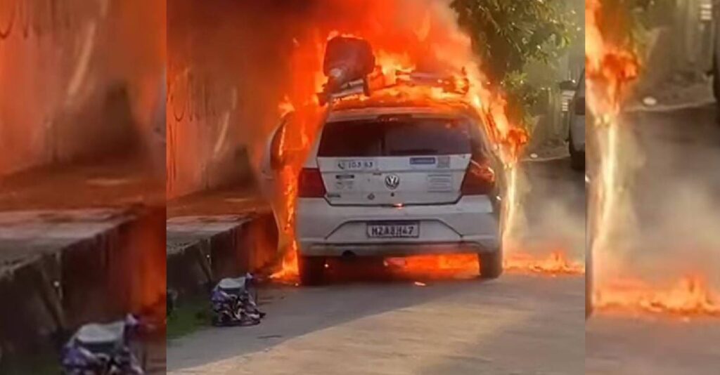 Carro de empresa provedora de internet é incendiado por criminosos em Fortaleza