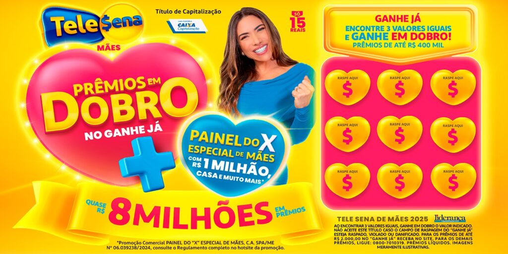 Tele Sena das Mães 2025: resultado do3º sorteio de hoje, domingo (04/05)