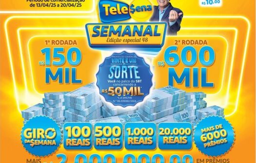Tele Sena Semanal: confira o resultado de hoje, domingo (20/04)