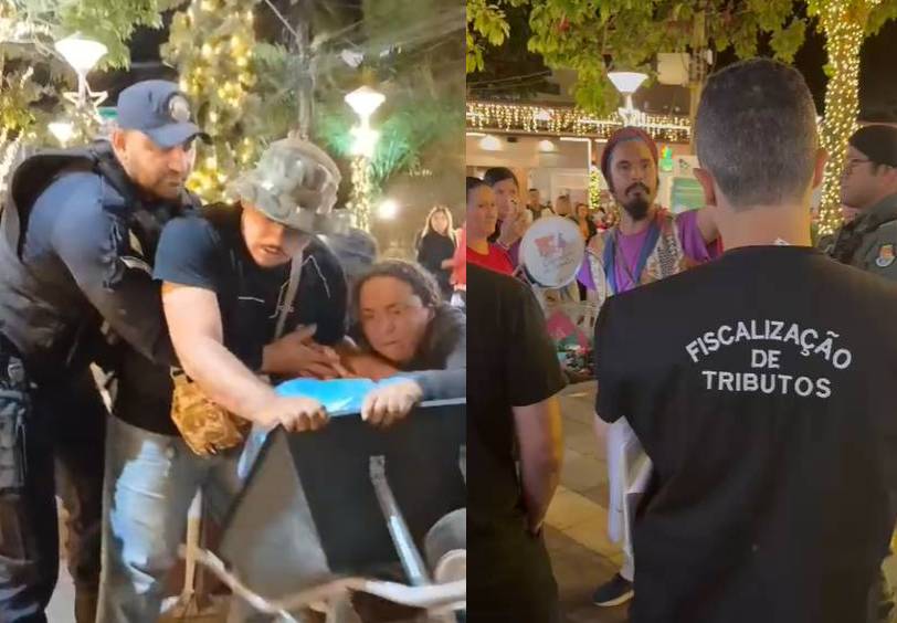 Vendedores ambulantes são retirados à força por guardas municipais em praça de Guaramiranga (CE)