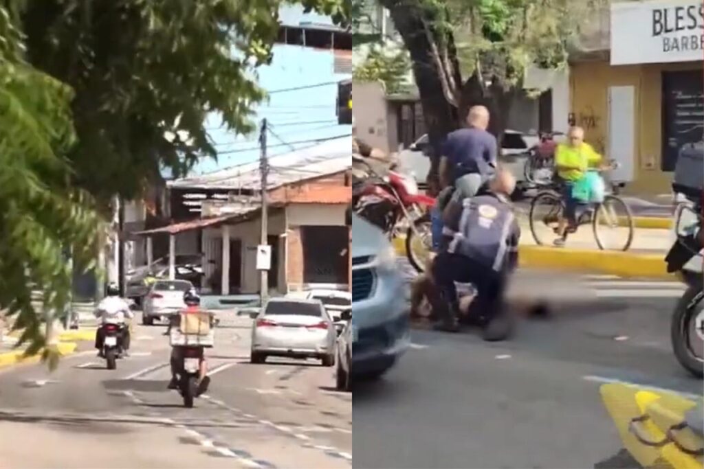 Ciclista fica ferido após ser atropelado por motocicleta na Avenida Humberto Monte, em Fortaleza