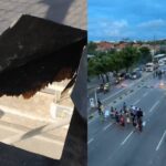 Após mulher cair em buraco no piso de passarela, moradores fazem protesto na BR-116, em Fortaleza