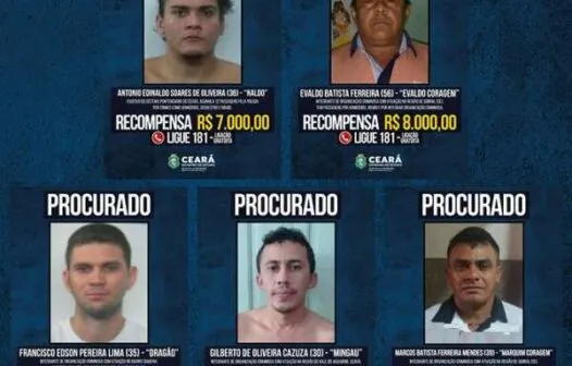 Ceará oferece até R$ 8 mil por informações de foragidos no Programa de Recompensa
