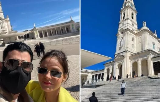 Gusttavo Lima e Andressa Suita visitam Santuário de Fátima em Portugal