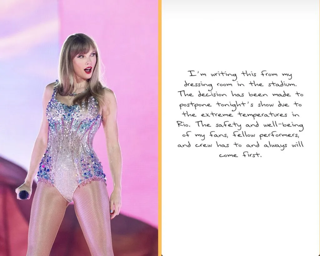 Show da Taylor Swift é adiado no Rio de Janeiro devido às condições extremas de calor
