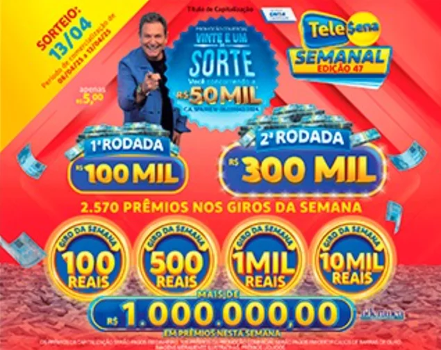 Tele Sena Semanal: confira o resultado de hoje, domingo (13/04)