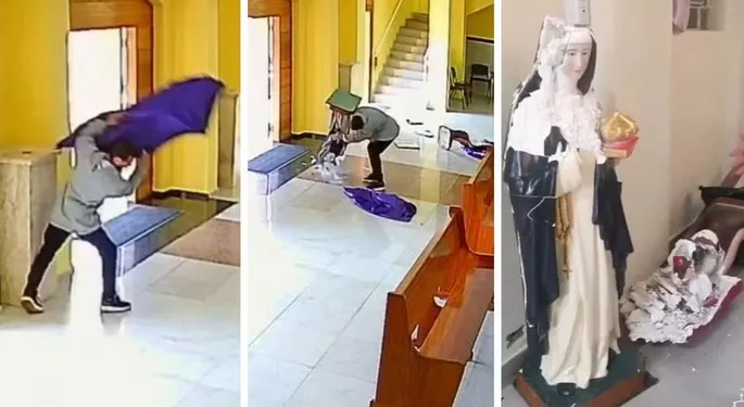 Homem invade igreja em São Paulo, destrói imagens de santos e foge