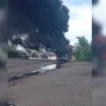 Ônibus pega fogo na BR-116 no Eusébio e mobiliza PRF e Corpo de Bombeiros