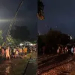 Mastro desaba sobre fiação durante hasteamento e provoca apagão em Barbalha, no Ceará