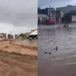 Forte chuva faz Rio Granjeiro transbordar e causa alagamentos em Crato, no Ceará